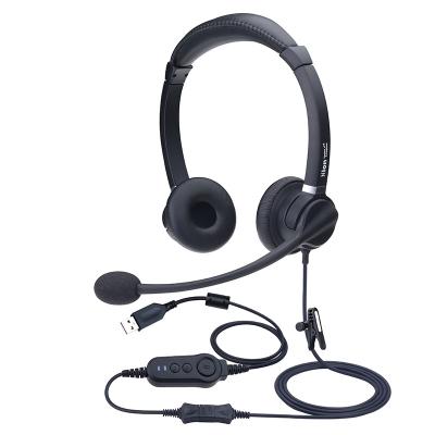 China Hion FOR900DQD Call Center Operator Headset USB Computer Network Call Headset Hearing Protection Adjust Volume Mute Computer Headset for sale