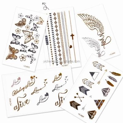 China Fashion Temporary High Quality Design Metallic Gold And Silver Temporary Tattoo Sticker for sale