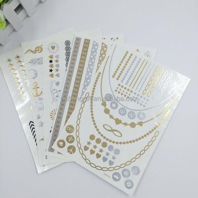 China Temporary Non-Toxic Body Art Custom Tattoo Gold Metallic Temporary Tattoo for sale