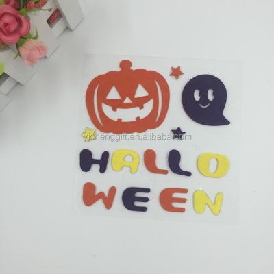 China Ghost Shape Handmade Halloween Pumpkin Cartoon DIY Fabric Sticker Printing Self Adhesive Label for sale