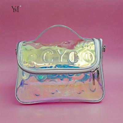 China NATIONAL 2021 Promotional Cosmetic Large Designer Lady Bag Customized Latest Big Color Make Up Holographic Bag for sale