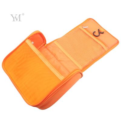 China Fashion High Quality Water Proof Nylon Orange Travel To Make Up Cosmetic Organizer Bag With Handle for sale