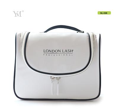 China Fashion Professional Cosmetic Bag Makeup Toiletry Bag Large Size White Nylon Nylon Bag With Handle for sale