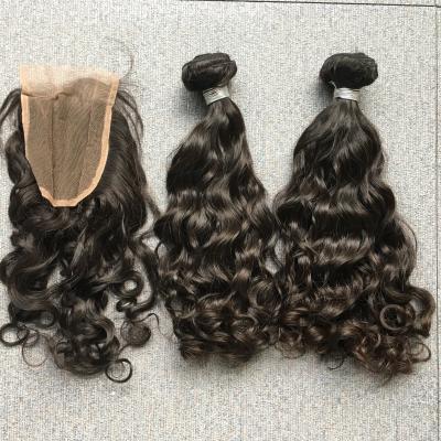 China Free Shipping Wholesale Raw Deep Wave Sample Natural Indian Hair Wave Cuticle Aligned Virgin Hair Weave Bundles With Closure for sale