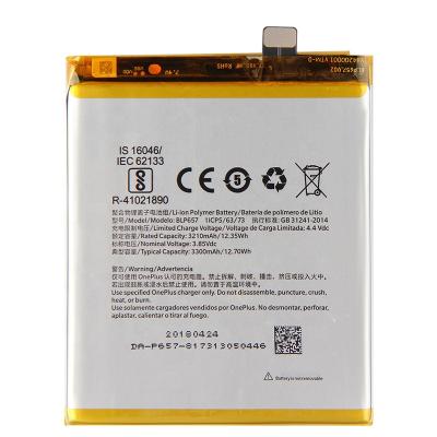 China Original 100% Mobile Phone Replacement Battery 3.85V 3300mAh BLP657 For Oneplus 6 Phone Battery for sale