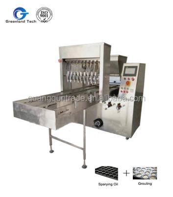 China GT-300SD Cake Custard Cream Cake Pouring Machine With Cake Bread Tray Oil Spraying 5-8 Trays/min for sale