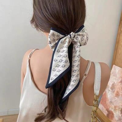 China Autumn Soft Smooth Feeling Floral Wave Dots Wild Ribbon Infrared Network Small Long Temperament Strips Women's Silk Scarves for sale