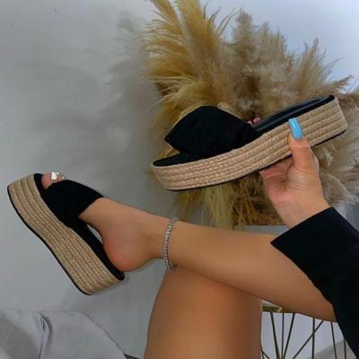 China New Breathable Fashion Velvet Platform Shoes Ladies Sandals Heels Mules Shoes Women Beach Flip Flops Slippers for sale