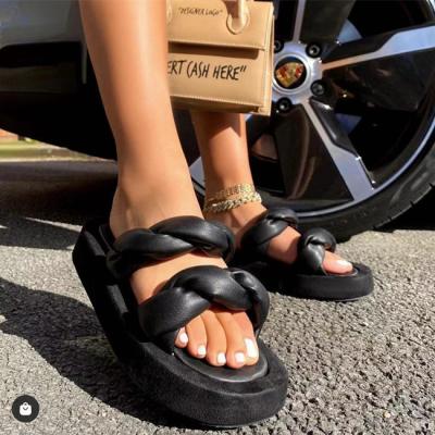 China Summer Breathable Toe House Women Slides Slippers Open Single Thick Comfortable Beach Filp for sale