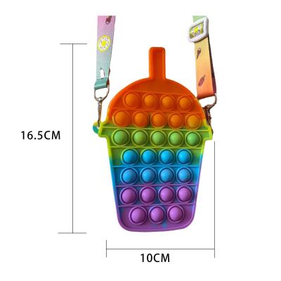 China Cute Silicone Shaky Person Toys For Kids Milk Teacup Noise Bag Bubble Hot Selling Matte Jelly Bags Toy for sale