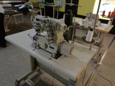 China máquina de coser del condensador de ajuste 6000RPM de la aguja industrial del doble con el motor servo de la impulsión de Derect en venta