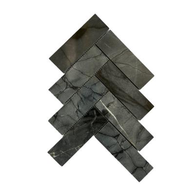 China Modern Gray Marble Black Marble Mosaic Tile For Kitchen Splatter Bathroom Wall And Floor for sale