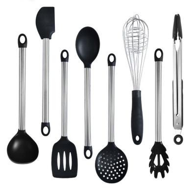 China Disposable Silicone Kitchen Utensils Set For Cooking 8 Pieces Stainless Steel Silicone Cookware Sets for sale