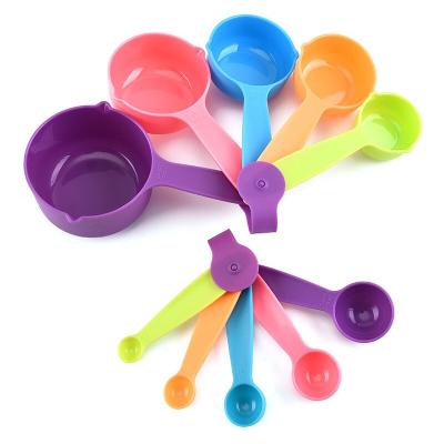 China Viable stackable nesting measuring tools set of 10 pieces colorful plastic measuring cups and measuring cups for sale