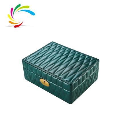 China Wholesale high-end luxury fashion real leather box reused multi-layer printing materials logo drawer box packaging jewelry box with lock for sale