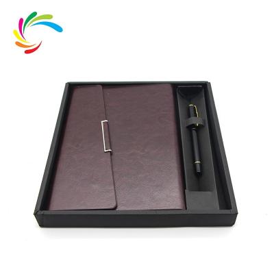 China New Design Fashion Luxury High Quality Custom Logo Printed Leather Notebook and Pen Gift Set for sale