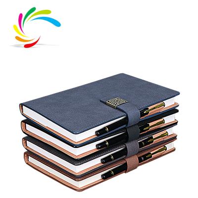 China 100% factory wholesale eco-friendly design personalized hardcover books new locking custom logo notebook premium PU leather cover with pen printing for sale