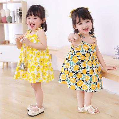 China 2023 Washable New Fashion Girl Slip Dress Ties Baby Skirt Floral Dress For Kids for sale