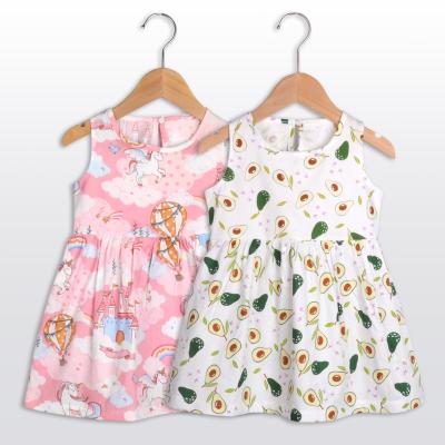 China popular Anti-wrinkle kids print casual dress children summer cotton dresses sleeveless skirts babies dress for sale