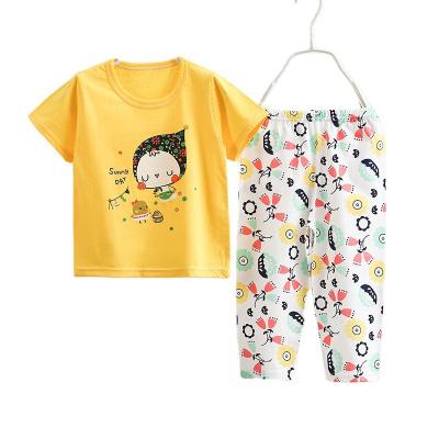 China Fashion Summer Casual Short Sleeve T-shirt Clothing Long Pants Sets Pajamas Boys Girls Children Suit for sale