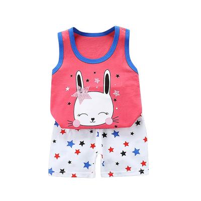 China Boys Girls Casual T-shirts Summer Kids T-shirt Sleeveless Shorts Fit Children's Suit Set for sale