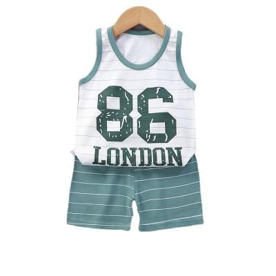 China Kids Washable O-Neck Summer Sleeveless Sweater Shorts Clothing Sets Boys Girls Kids Sweatsuit Sets for sale