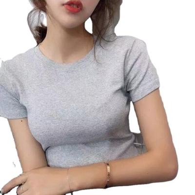 China Custom Plain Causal T-shirt Anti-wrinkle Logo Tees Baby Plain Cotton Solid 100% White T-Shirt For Women for sale