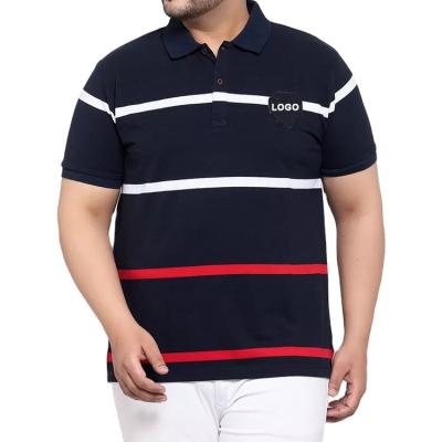 China Anti-wrinkle Cotton Striped Sublimation Printing Blank Stripe Embroidered Custom T-shirt Men Plus Size Men's Polo Shirts With Custom Logo for sale