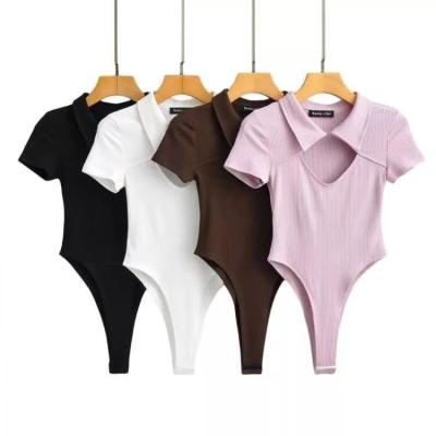 China 2022 Wholesale Antibacterial Swimwear Women Jumpsuit Short Sleeve Women's Jumpsuits Mask Color Bottoming Jumpsuit For Summer Tops for sale