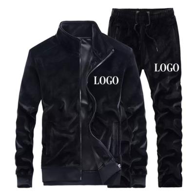 China Custom Made Velvet Breathable Comic Collar Outdoor Sport Luxury Logo Sports Casual Tracksuit For Men for sale