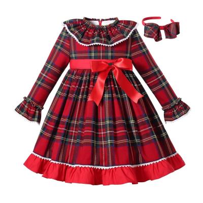 China Pettigirl Autumn Long Sleeve Dress Party Breathable Wear For Girls 2-8 Years Old School Red Dress Plaid For Girl 2 3 4 5 6 8 10 12Y for sale