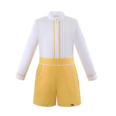 China Wholesale Breathable Pettigirl Collared Kids Boys Kids Spring Shirts Long Sleeve And Shorts Party Teams Sets Clothes For 2 At 34578Y for sale