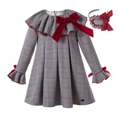 China Casual Knee-Length Pettigirl Gray Plaid Girl Frocks Breathable Girl Dress Designs For Girls 7-8 Years Old for sale