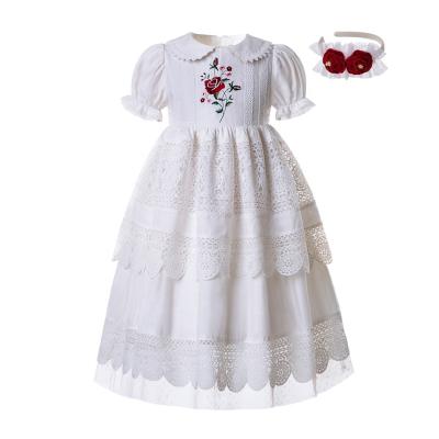 China OEM Pettigirl Breathable White Dress For Kids Doll Collar Poses Long Dresses Girls Flower Dress Baby Use for sale