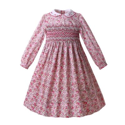 China 2021 OEM Pettigirl Smocked Long Sleeve Dress Popular Shirt Dress Stylish Girl Dresses for sale