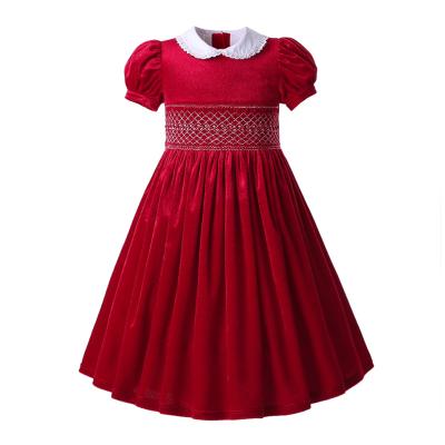 China OEM Pettigirl Breathable Smocked Fall Dresses Hand Smocked Birthday Dress For Kids Shirt for sale