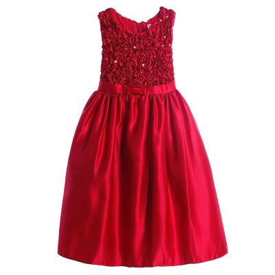 China Breathable Fashionable Red Dress Baby Wedding Baby Dress PETTIGIRL 2nd Birthday Outfit With Bow for sale