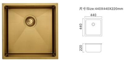 China Nano Coating Kitchen Sinks Handmade  SS Gold Undermount Sink for sale