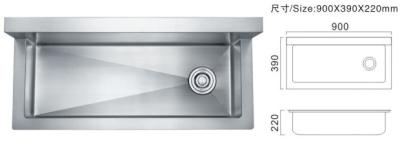 China Sanitary Kitchen Sinks Rectangle Shape Commercial Sink With Drainboard 25cm for sale