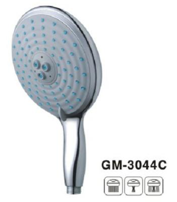 China Smoothy Rotation Thumb Tab Polished Hand Round Chrome Shower Head Three Function for sale