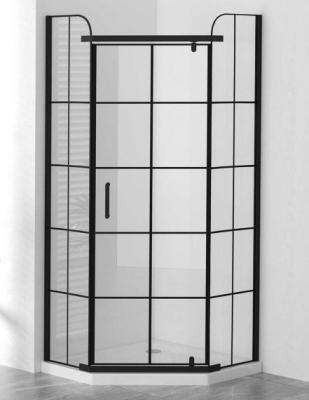 China 3/8in Thickness Grilled Pattern Glass Shower Cubicles Diversified Pivot Door Shower Enclosure for sale