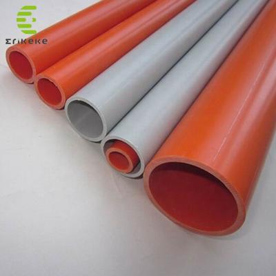 China Underground electrical cable protection conduit cpvc pipe pvc tube orange / pvc electrical pipes gray color for sale