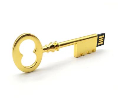 China OEM Gift Metal USB Stick Classic Key Shape USB Drive 8GB 16GB 32GB Gold Metal Flash Drive for sale