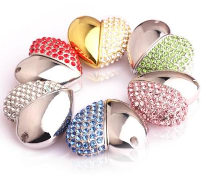 China Stylish Metal 32GB Diamond Heart USB 2.0 3.0 Drive Memory Flash Drive Pendrive for Gifts for sale