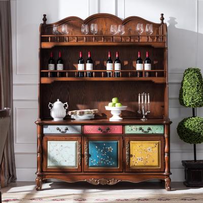 China New Classic Traditional Restaurant Furniture Dining Room Cupboard Console Wine Cabinet for sale