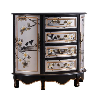 China Environmental Friendly Classic Hand Painted Living Room Furniture Solid Wood Carved Accent Console Cabinets Sideboard Cabinets for sale