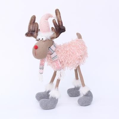 China Christmas Decorations Factory Supply Christmas Decoration Holding Pink Elk Ornaments Cloth Doll Christmas Doll Ornaments for sale