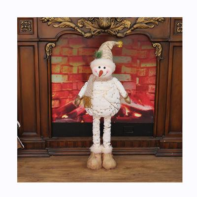 China Premium Quality Stretchable Leg Christmas Ornaments Cute Chemical Fiber Cloth Snowman Christmas Doll Ornaments for sale