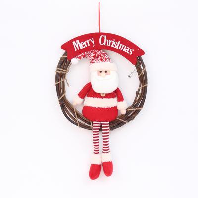 China Christmas Decorations Festival Christmas Decoration Home Ornaments Rattan Pendant Ring Hanging Santa Claus Wreath Doll Window Door Snowman Elk for sale