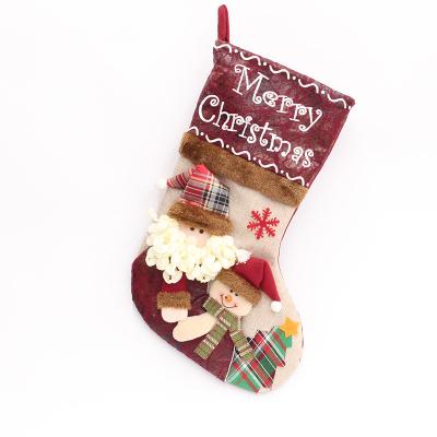 China New and original Christmas decorations pendant design of old man snowman elk Christmas socks made of mantelpiece hanging for sale